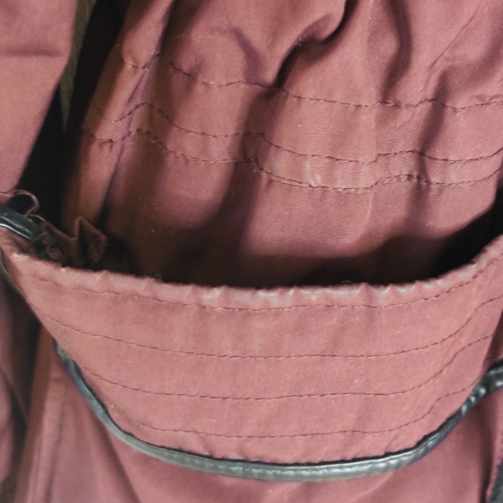 Garage Maroon Faux Fur Leather Parka Winter Coat Medium - Picture 6 of 16